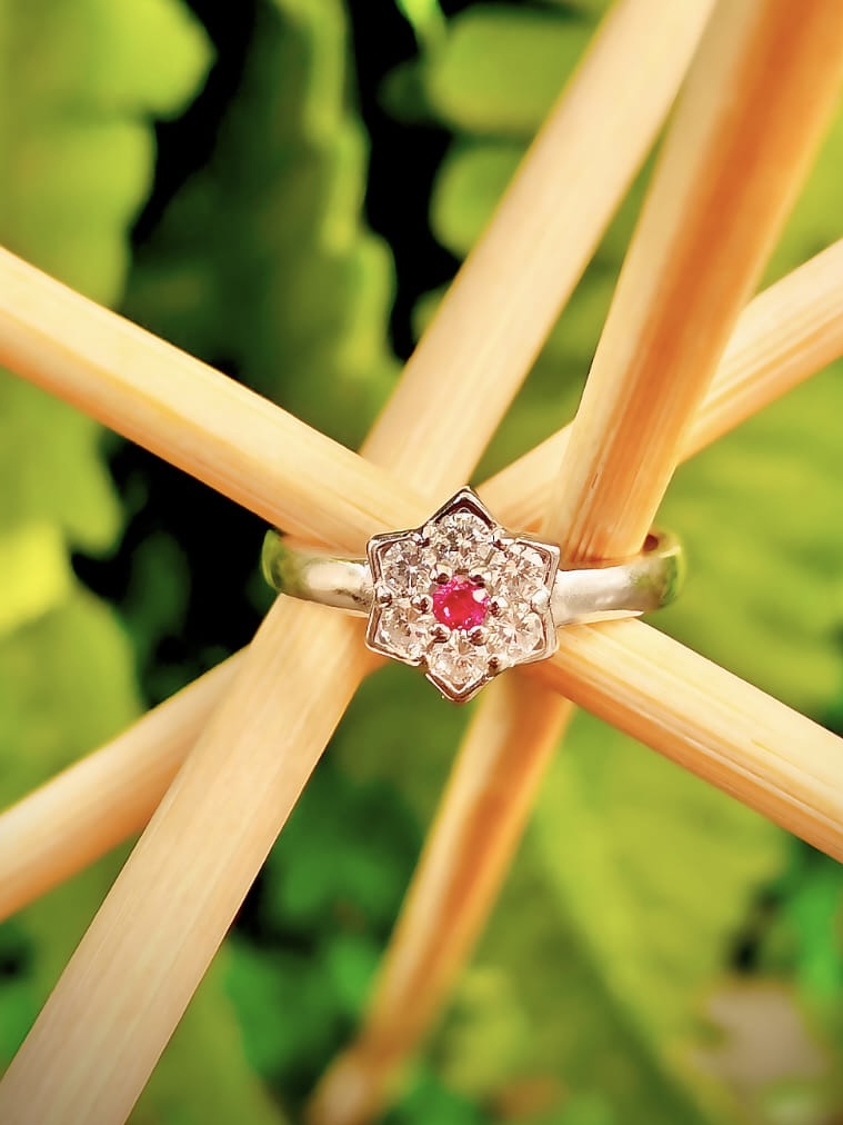 Blossom Star Ruby Halo Ring (size 11)