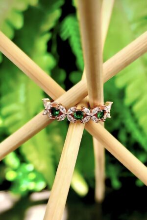 Floral Cluster Ring with Emerald-Green Stones and Marquise Accents (size 12)