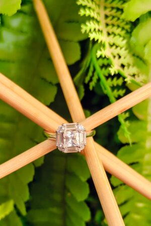 Vintage-Inspired Emerald Halo Diamond Ring (size 9)