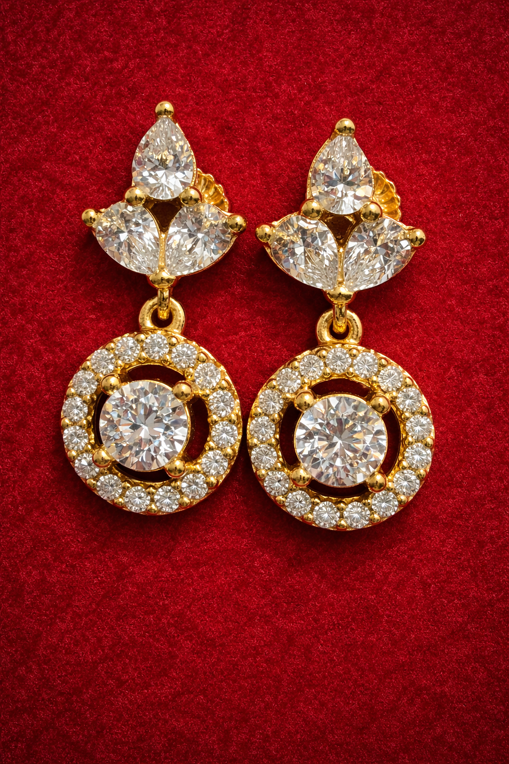 Elegant Pear-Cut Diamond Halo Drop Earrings