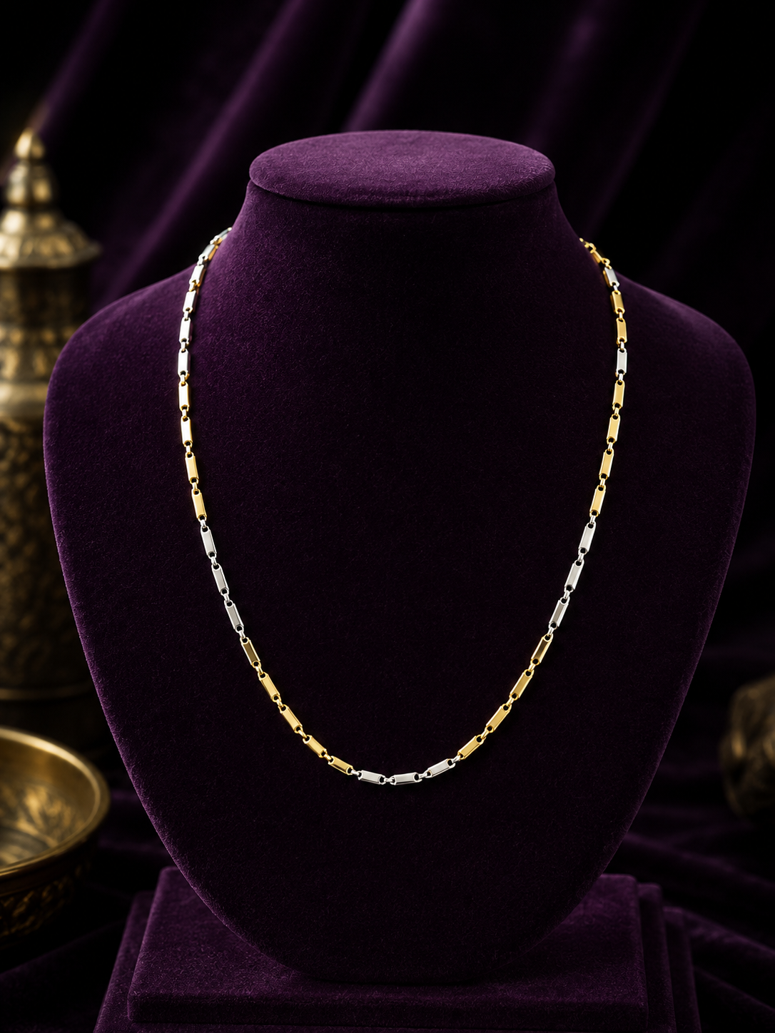 Elegant Dual-Tone Rectangular Link Chain - Image 2