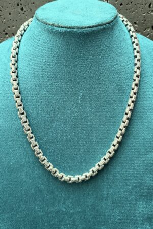 Designer Silver Greek Key Pattern Link Chain