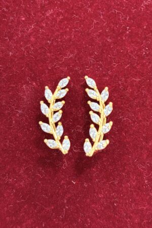 Delicate Leaf-Inspired Diamond Ear Climbers