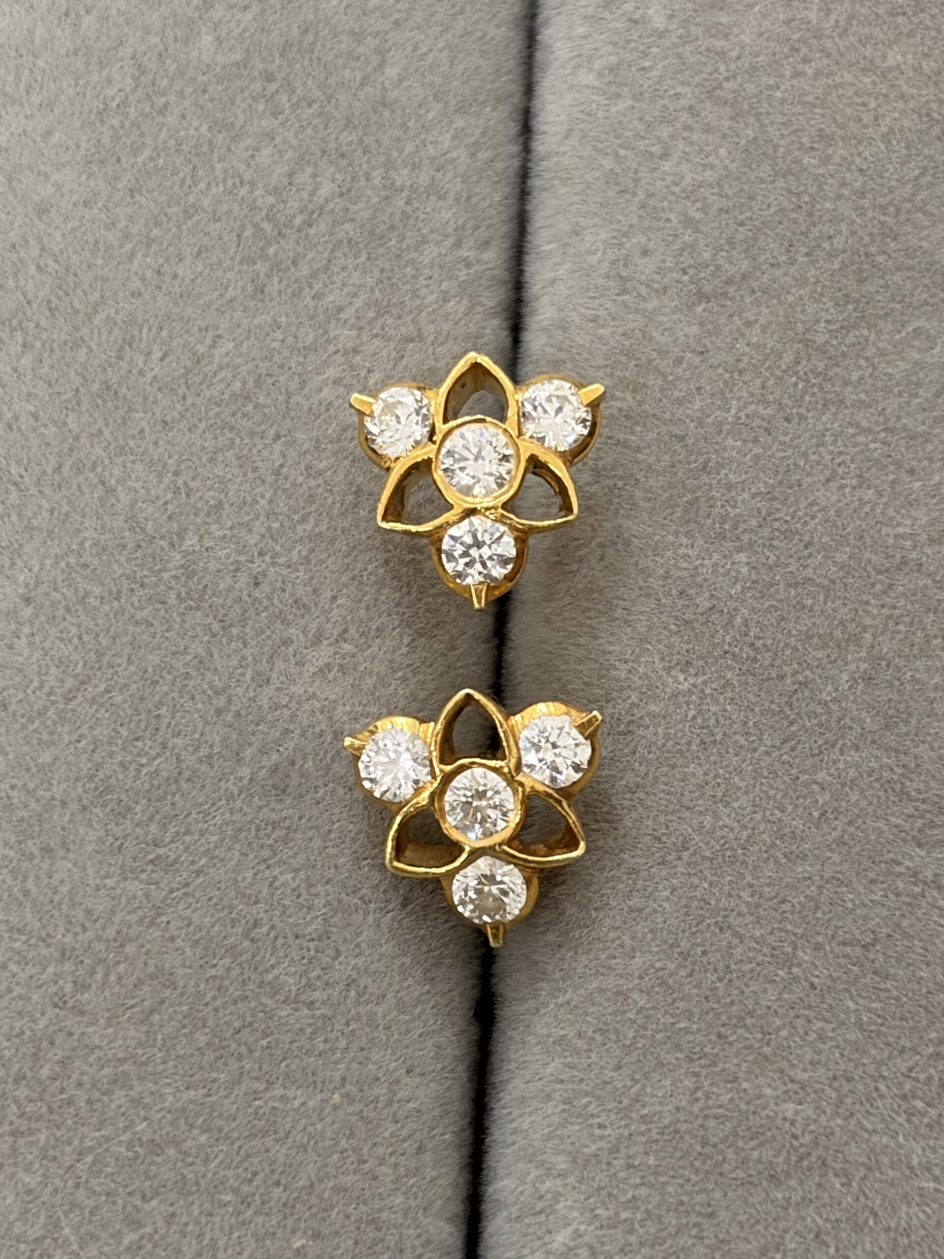 Delicate Floral Sparkle Gold Stud Earrings
