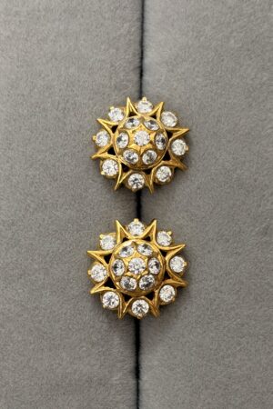 Radiant Sunburst Gold Stud Earrings with Sparkling Stones