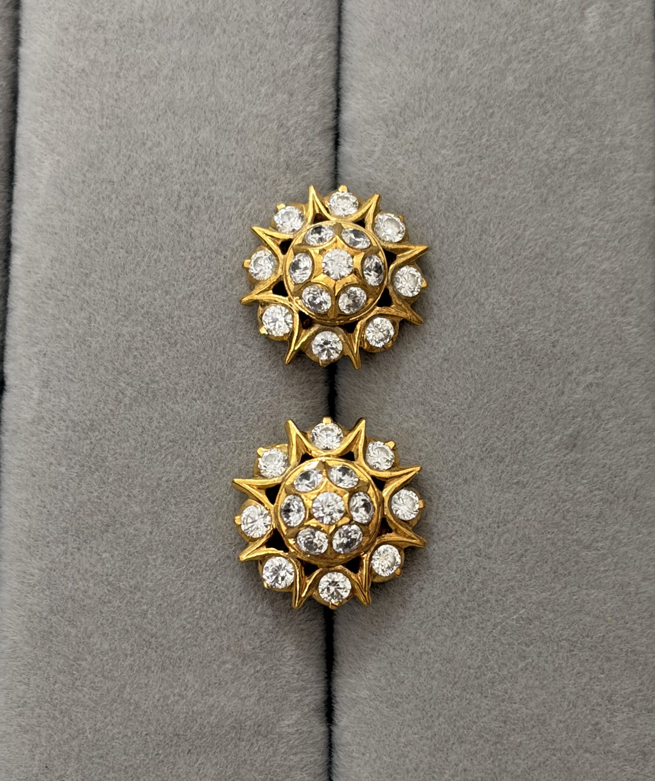 Radiant Sunburst Gold Stud Earrings with Sparkling Stones