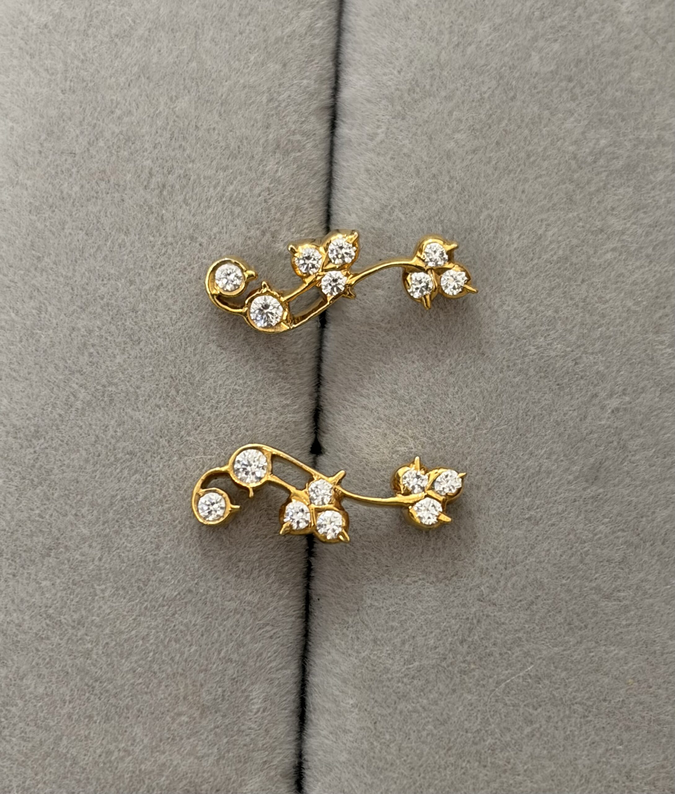 Elegant Floral Vine Gold Stud Earrings with Sparkling Stones