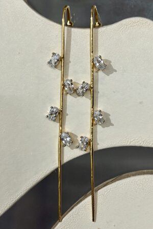 Elegant Linear Crystal Stick Drop Earrings