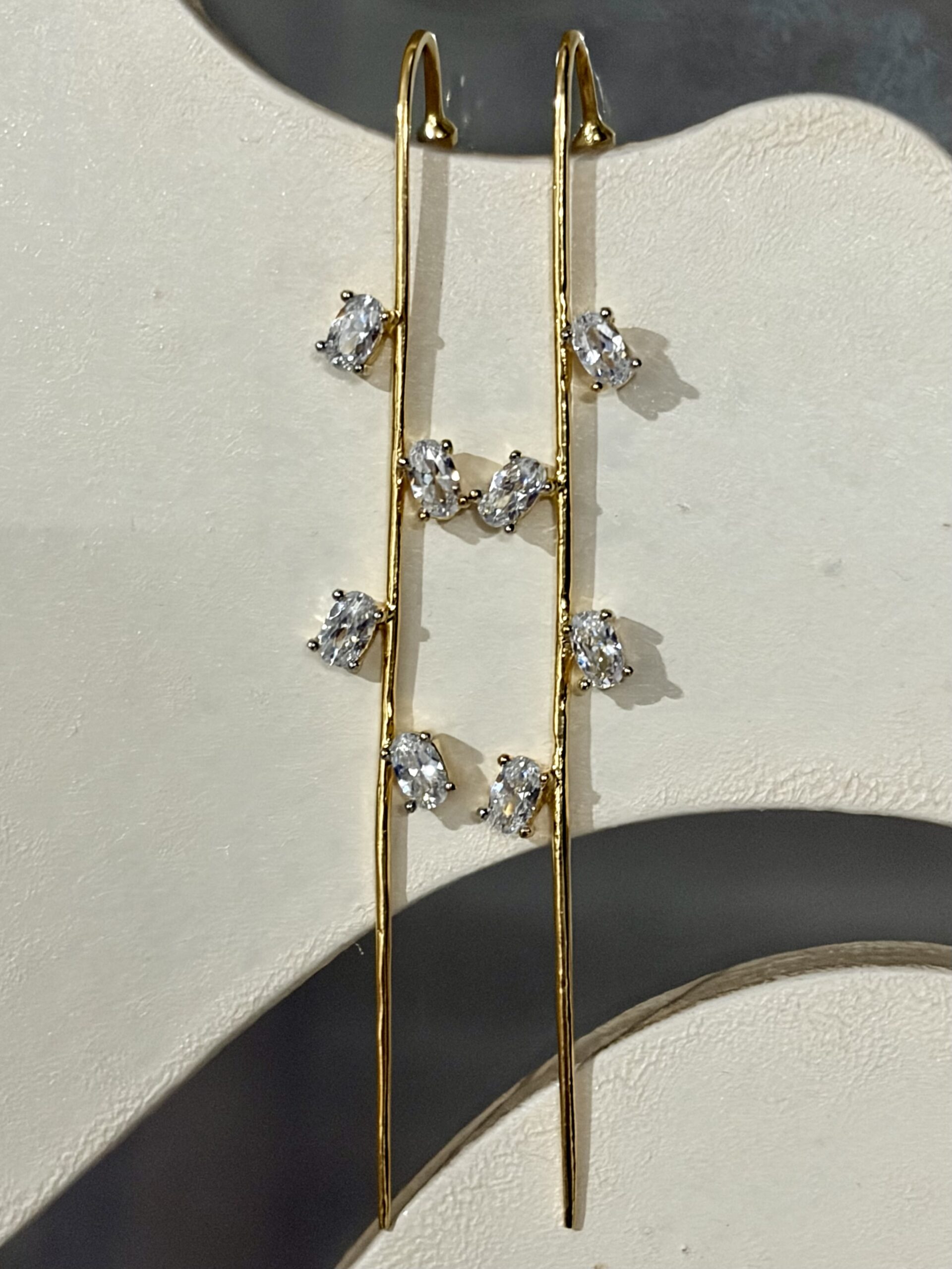 Elegant Linear Crystal Stick Drop Earrings