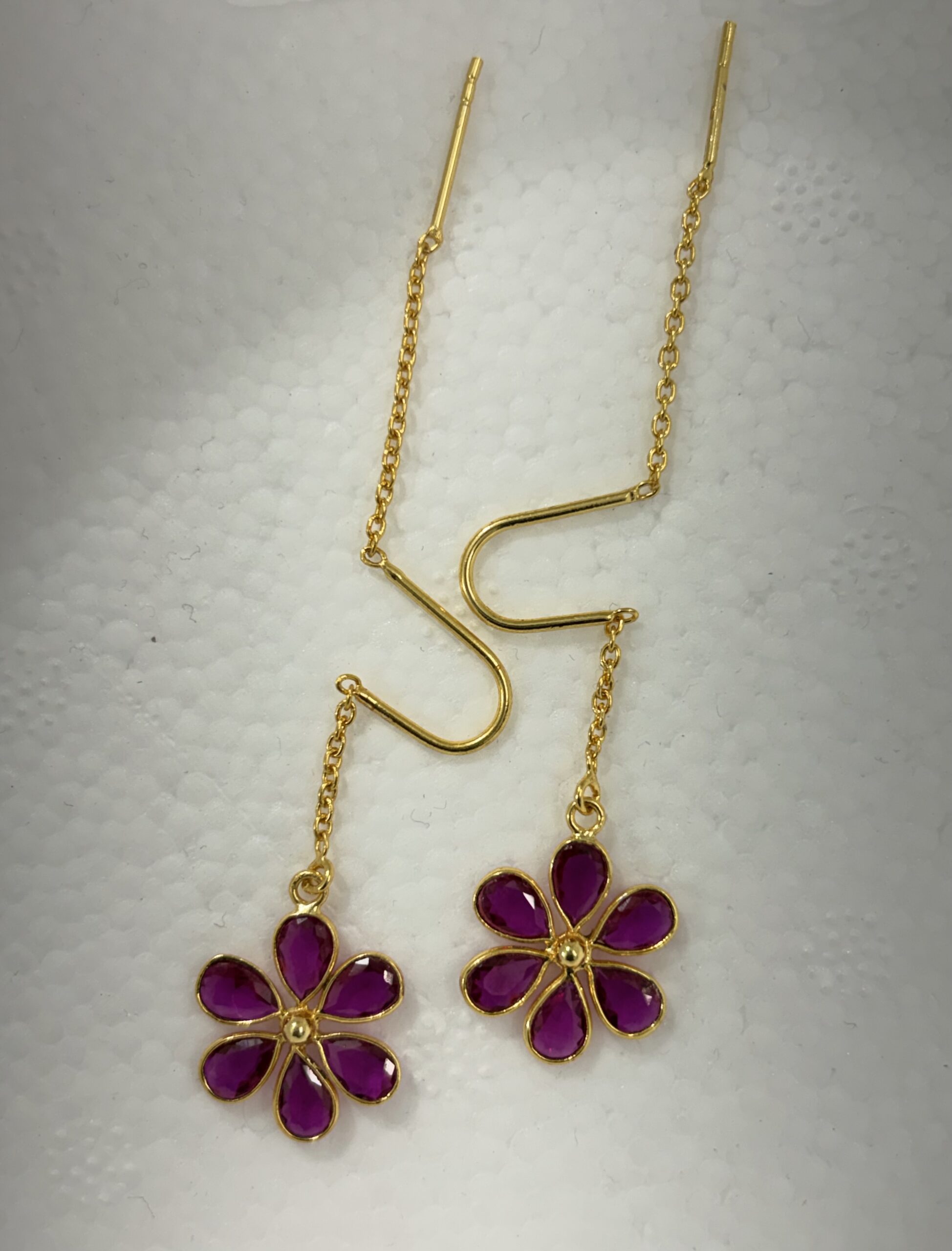 Ruby Blossom Sui Dhaga Earrings