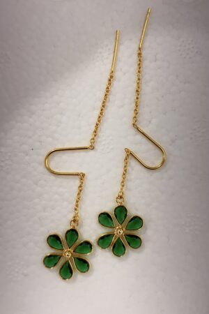 Emerald Bloom Sui Dhaga Earrings