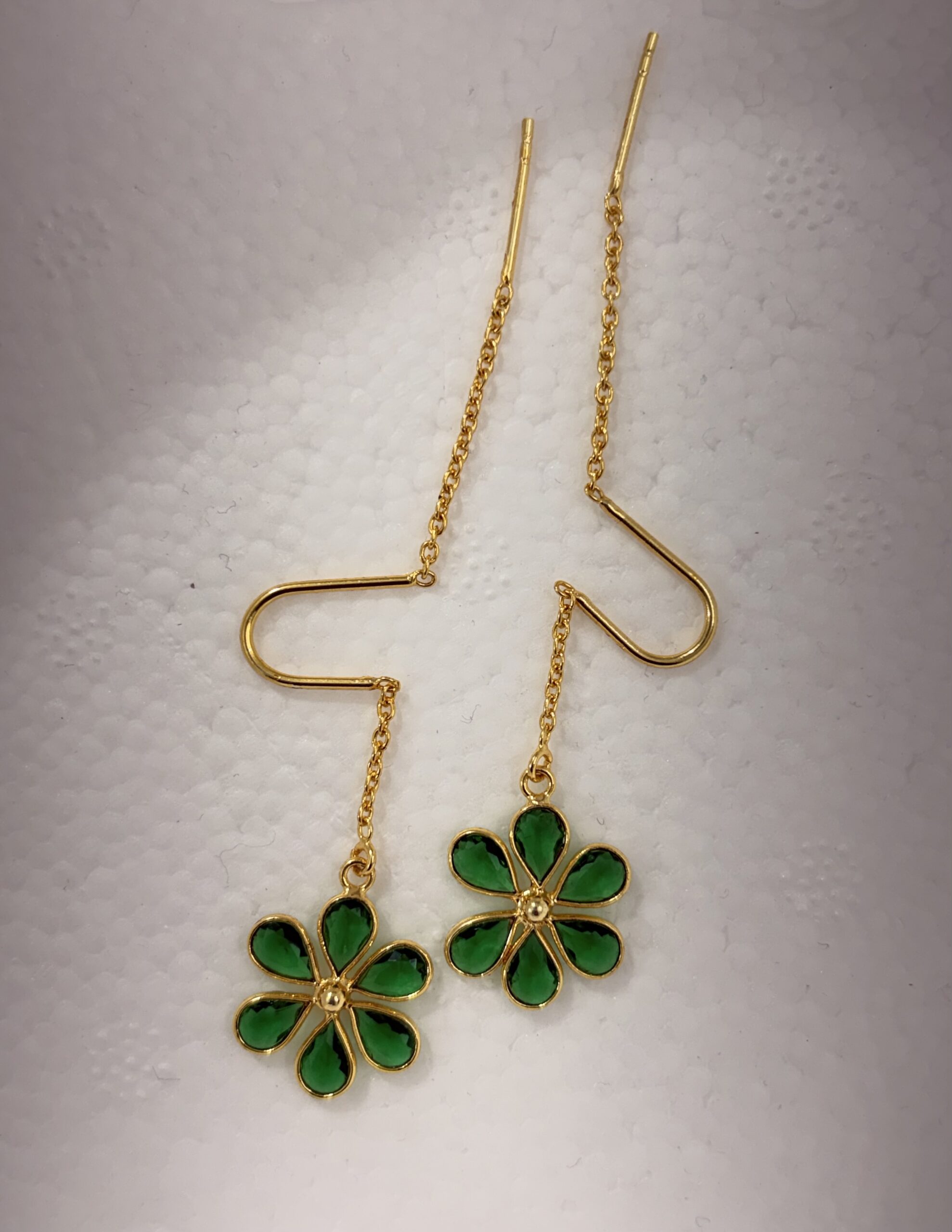 Emerald Bloom Sui Dhaga Earrings