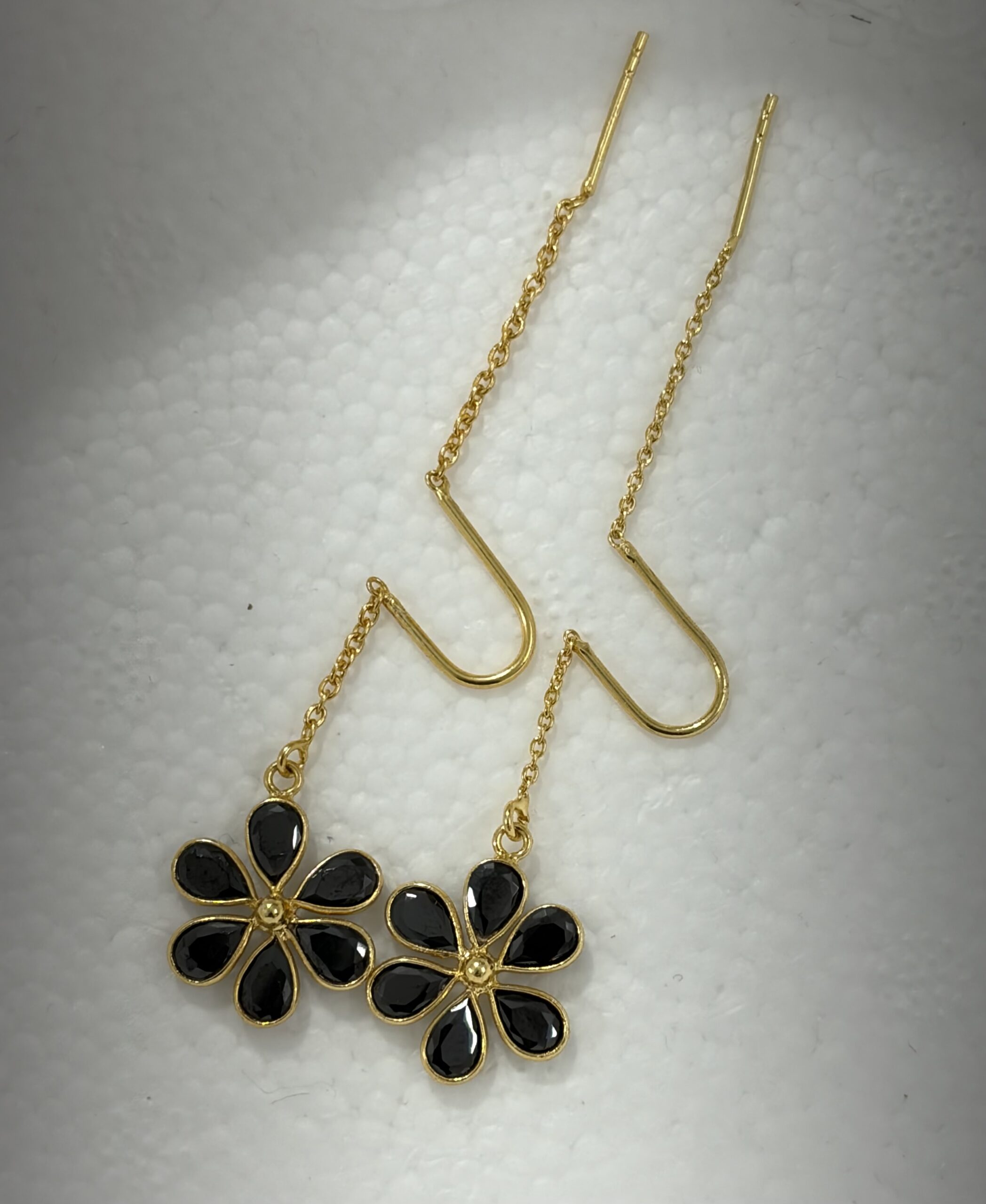 Midnight Bloom Floral Sui Dhaga Earrings