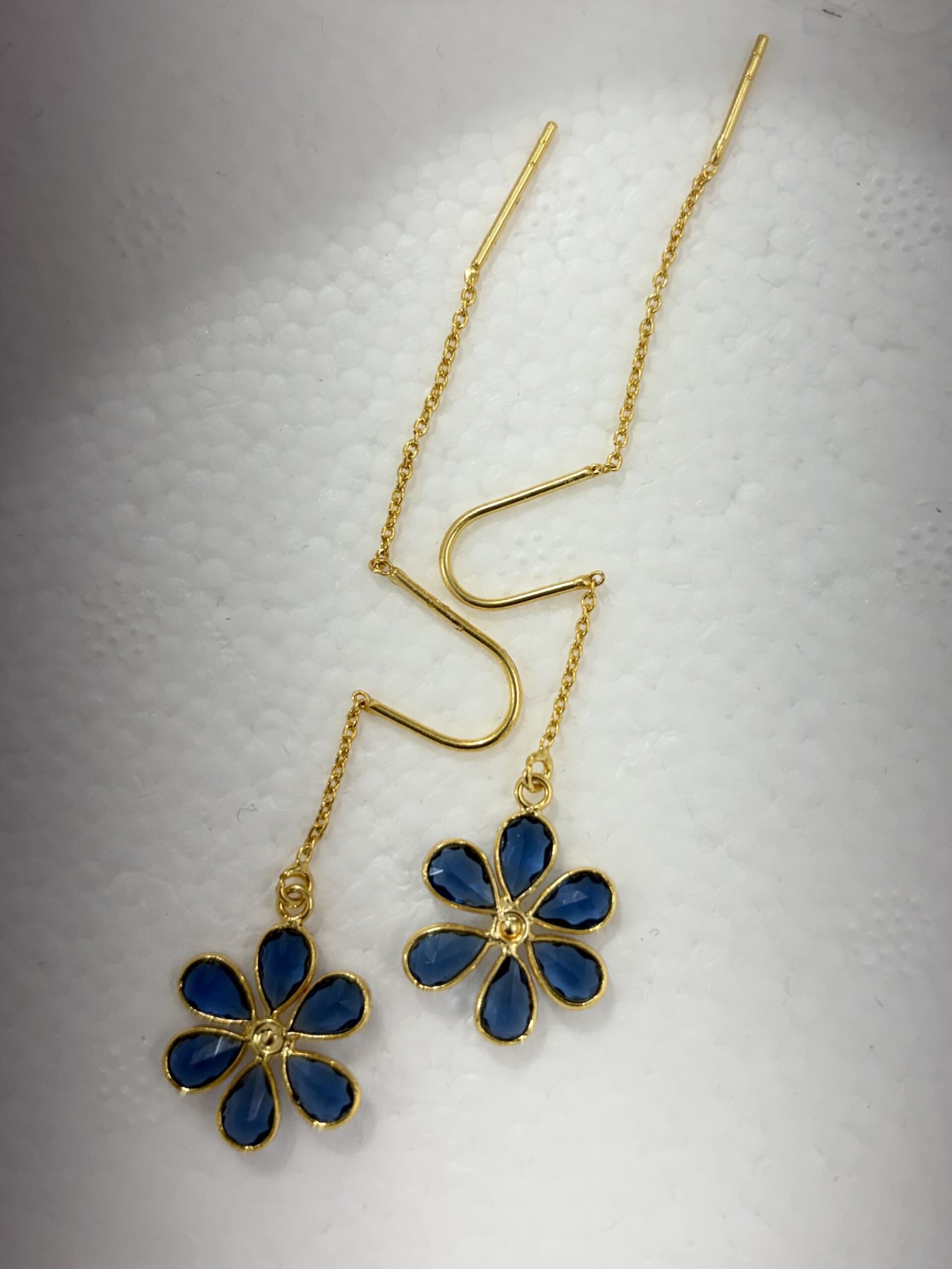 Royal Sapphire Bloom Sui Dhaga Earrings