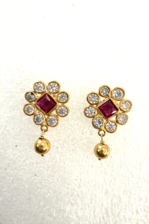 Royal Ruby Halo Drop Earrings