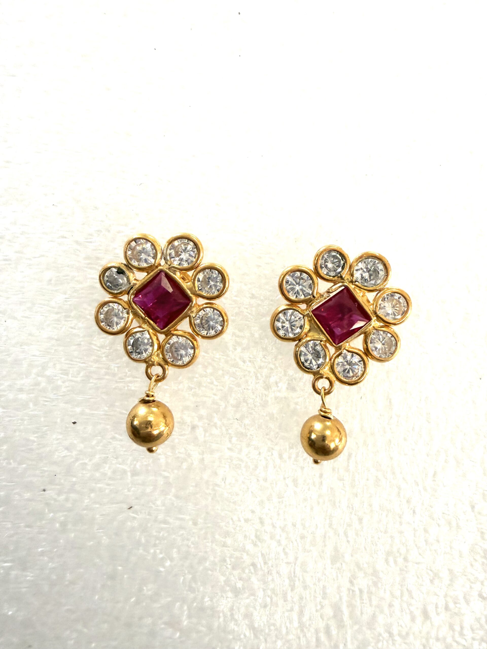 Royal Ruby Halo Drop Earrings