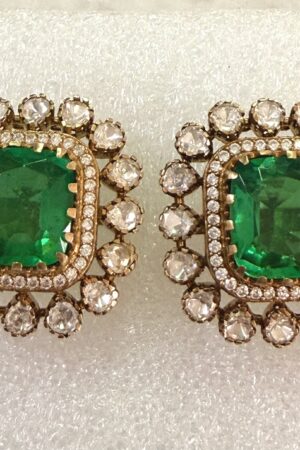 Regal Emerald Halo Stud Earrings