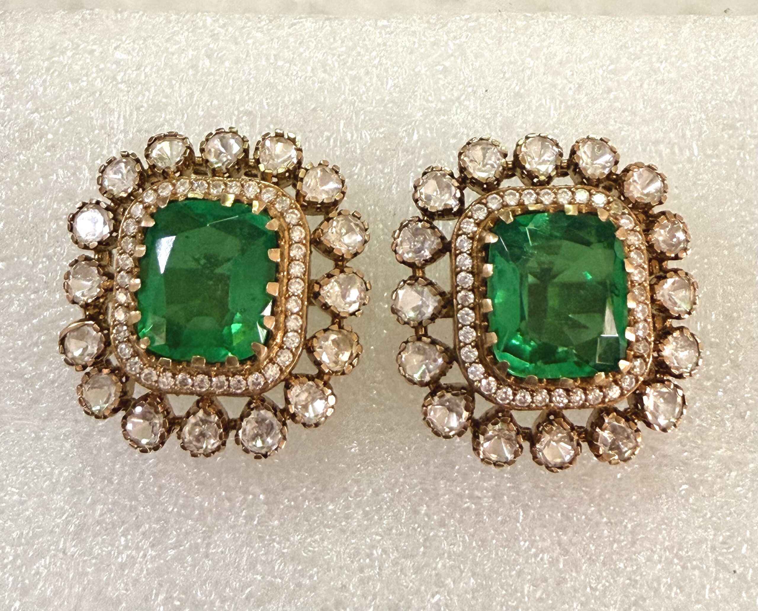 Regal Emerald Halo Stud Earrings