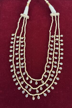 Royal Pearl Cascade Rani Haar with Teardrop Kundan Accents