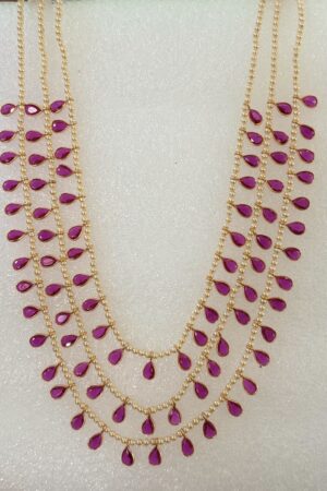 Regal Ruby Teardrop Pearl Cascade Rani Haar