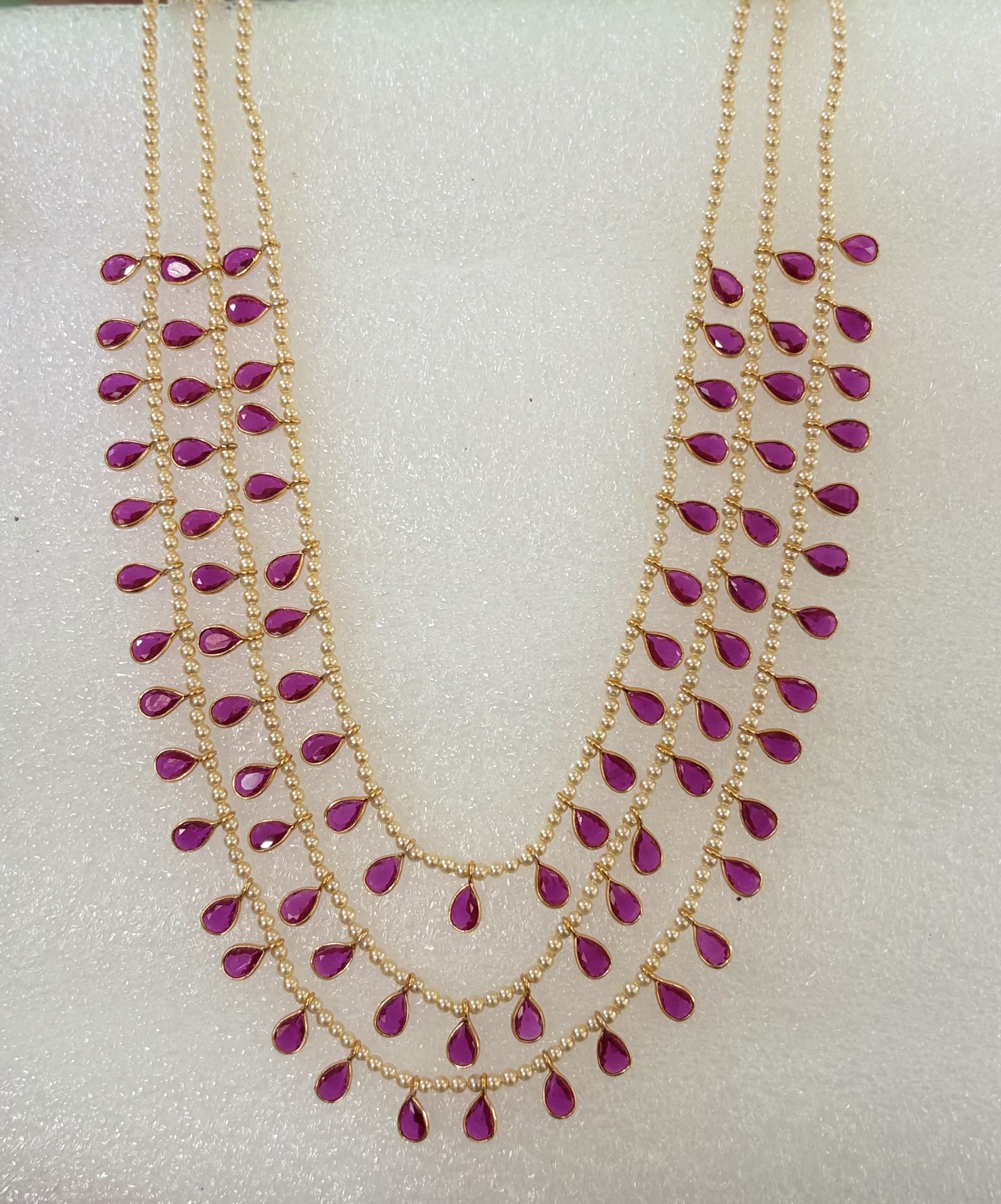 Regal Ruby Teardrop Pearl Cascade Rani Haar