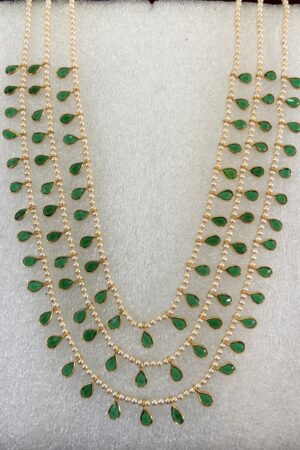 Emerald Teardrop Pearl Cascade Rani Haar