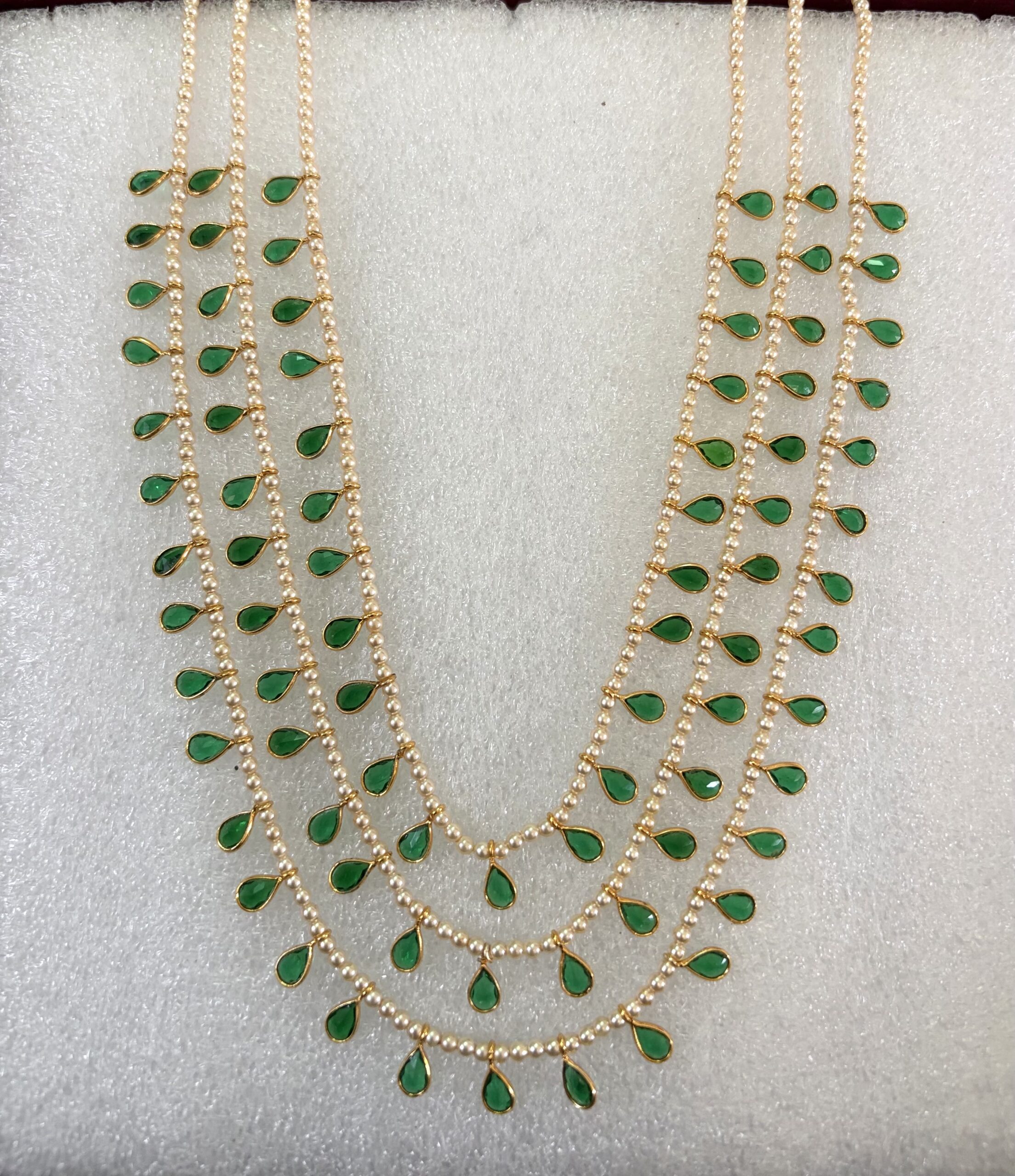 Emerald Teardrop Pearl Cascade Rani Haar
