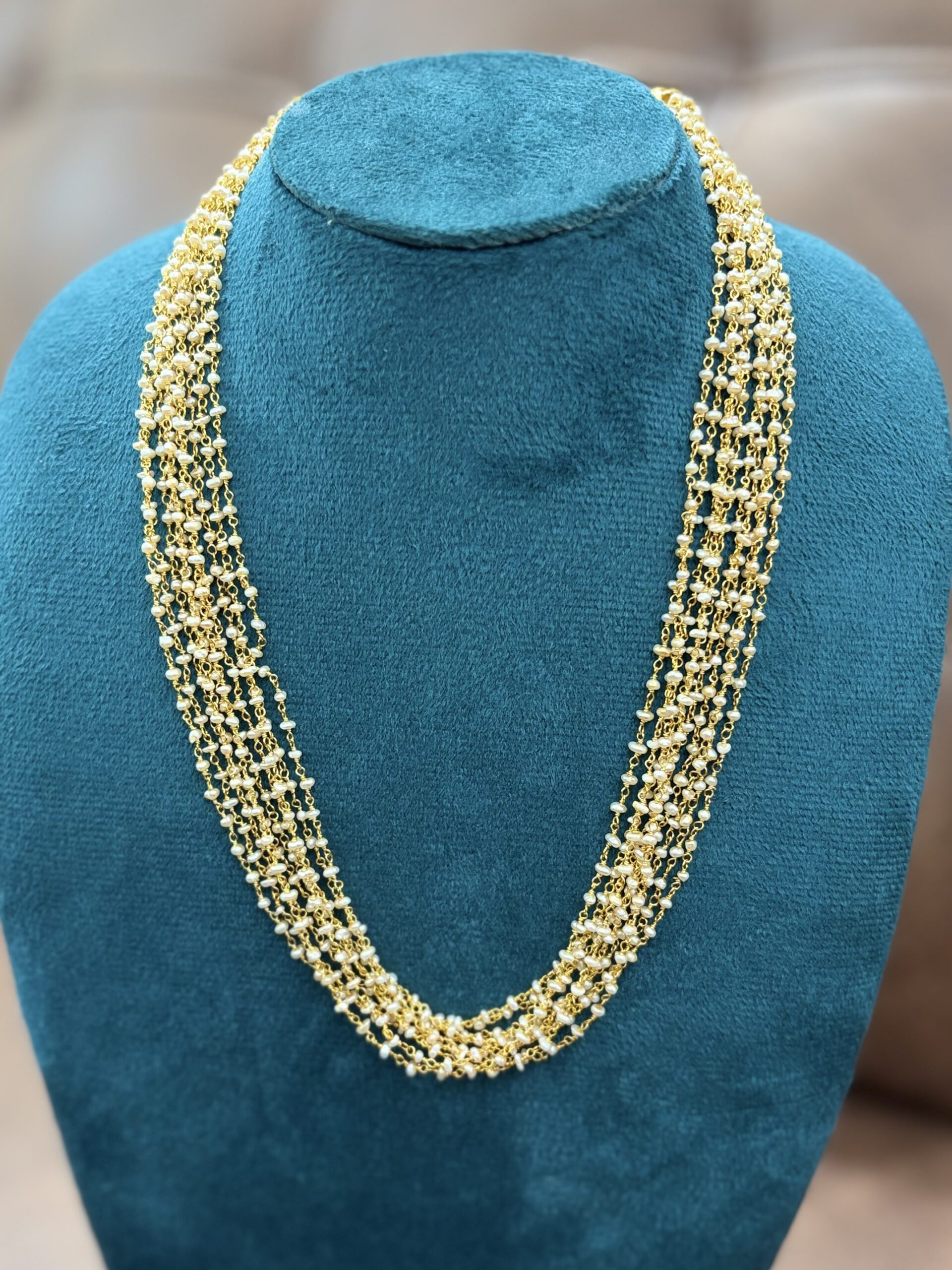 Golden Pearl Cascade Multi-Strand Chain