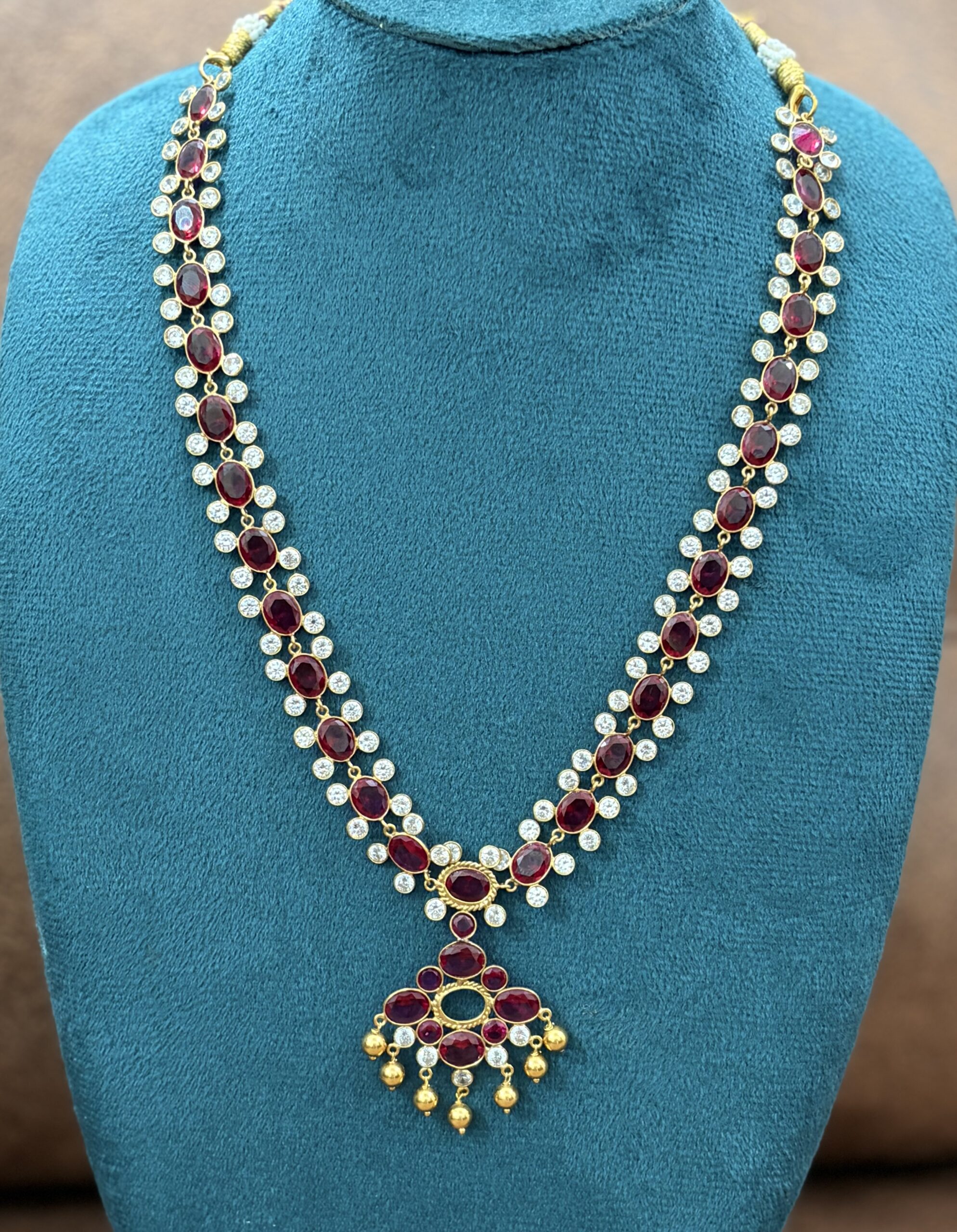 Regal Ruby Halo Pendant Necklace