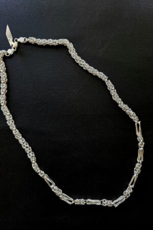 Designer Silver Rope Link Chain with Barrel Accents