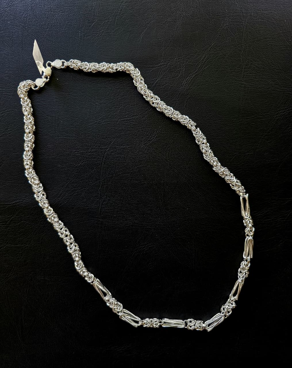 Designer Silver Rope Link Chain with Barrel Accents