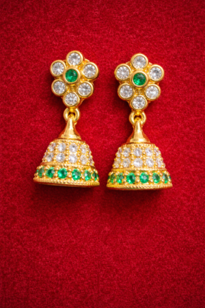 Floral Emerald & Diamond Jhumka Earrings