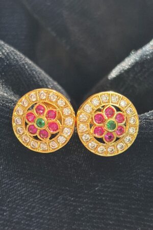 Ruby Blossom Halo Stud Earrings