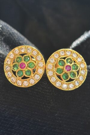 Emerald Bloom Halo Stud Earrings