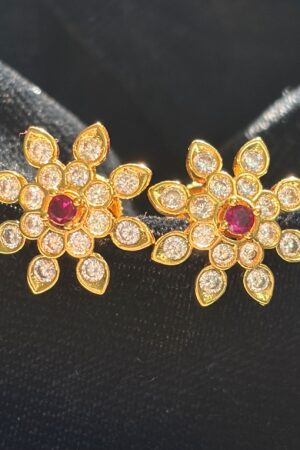 Ruby Starburst Floral Stud Earrings