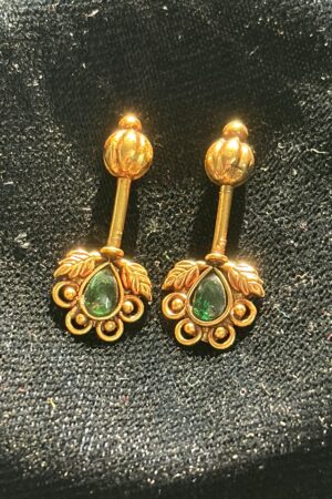 Antique Emerald Leaf Bugadi Earrings