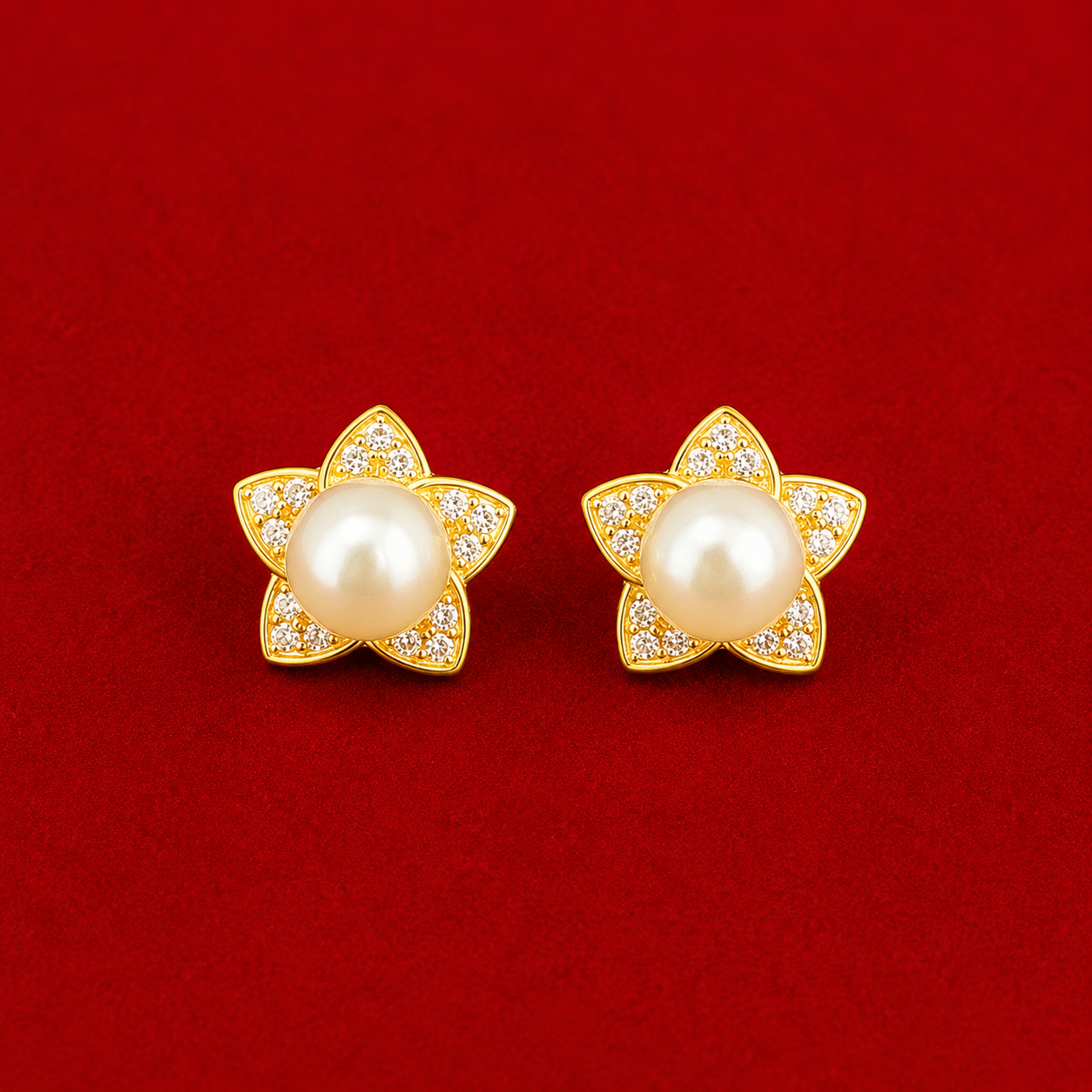 Pearl Star Blossom Stud Earrings