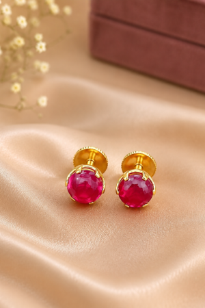 Royal Ruby Solitaire Stud Earrings