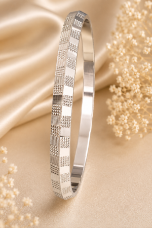 Royal Textured Mosaic Silver Kada