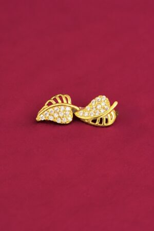 Golden Spark Leaf Stud Earrings