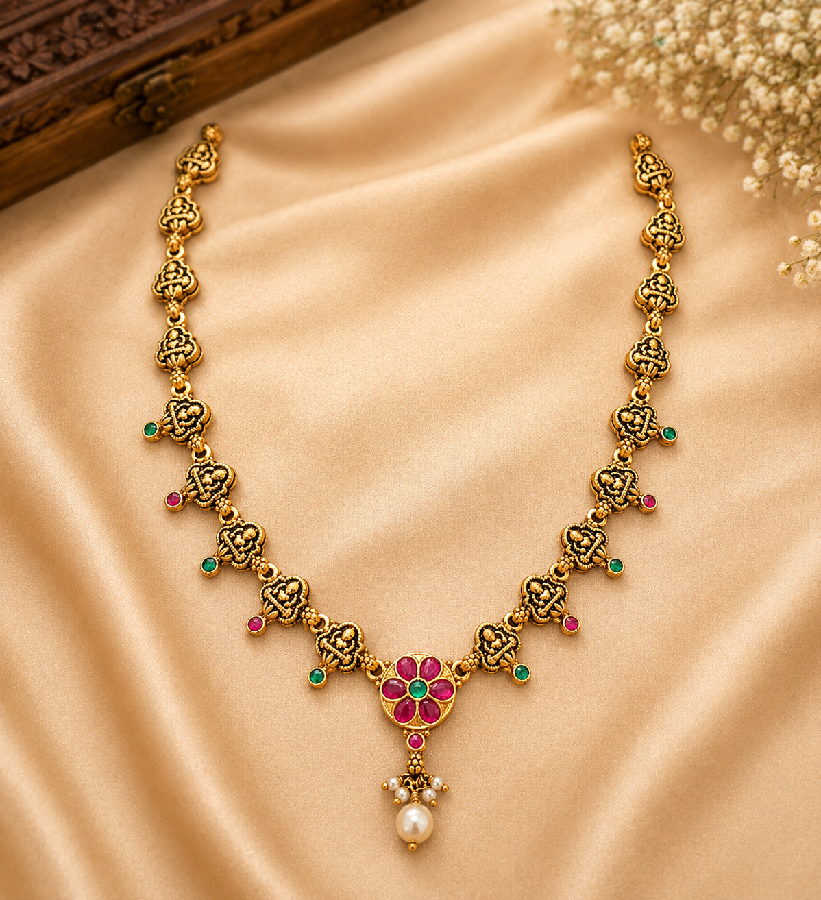 Divine Lakshmi Antique Ruby Necklace