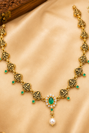 Divine Lakshmi Emerald Antique Necklace