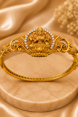 Divine Lakshmi Temple Kada with Zircon Elegance