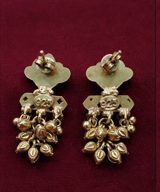 Royal Navaratna Cascade Antique Earrings - Image 2