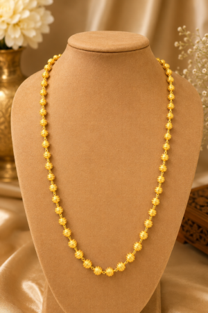 Royal Ribbed Gold Beads Mala(24 inch)