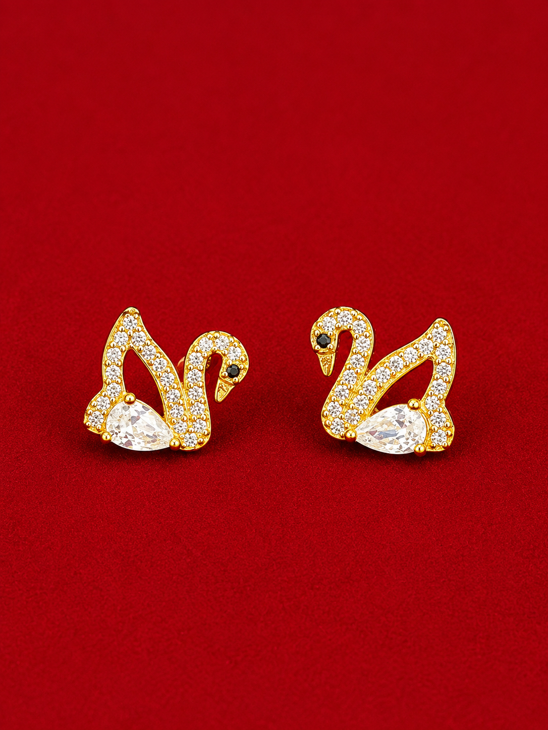 Majestic Swan Crystal Stud Earrings