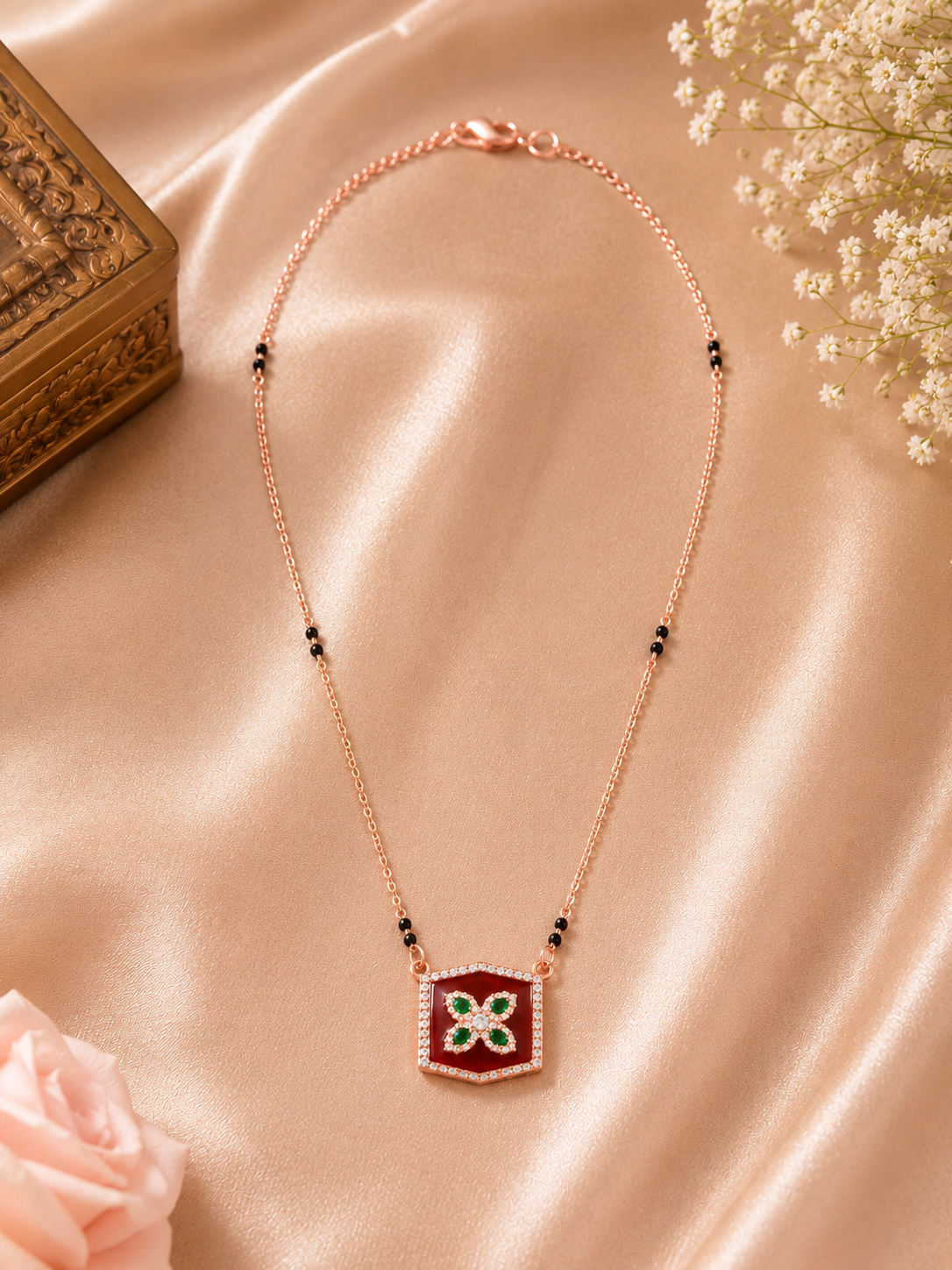 Blush Bloom Rose Gold Mangalsutra Pendant