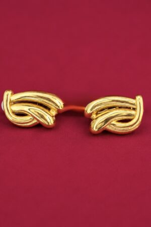 Elegant Triple Wave Gold Stud Earrings