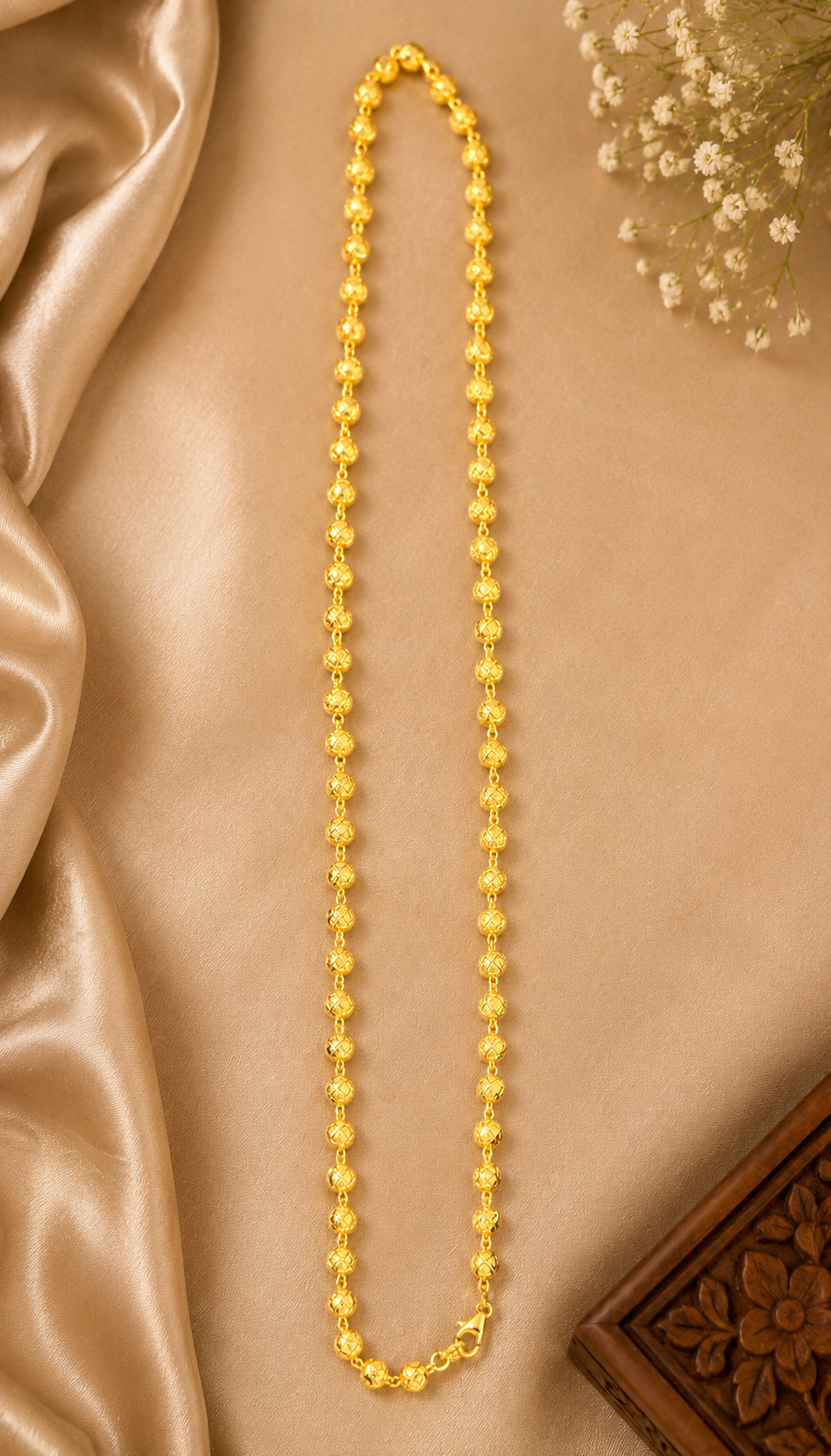 Royal Textured Gold Beads Mala