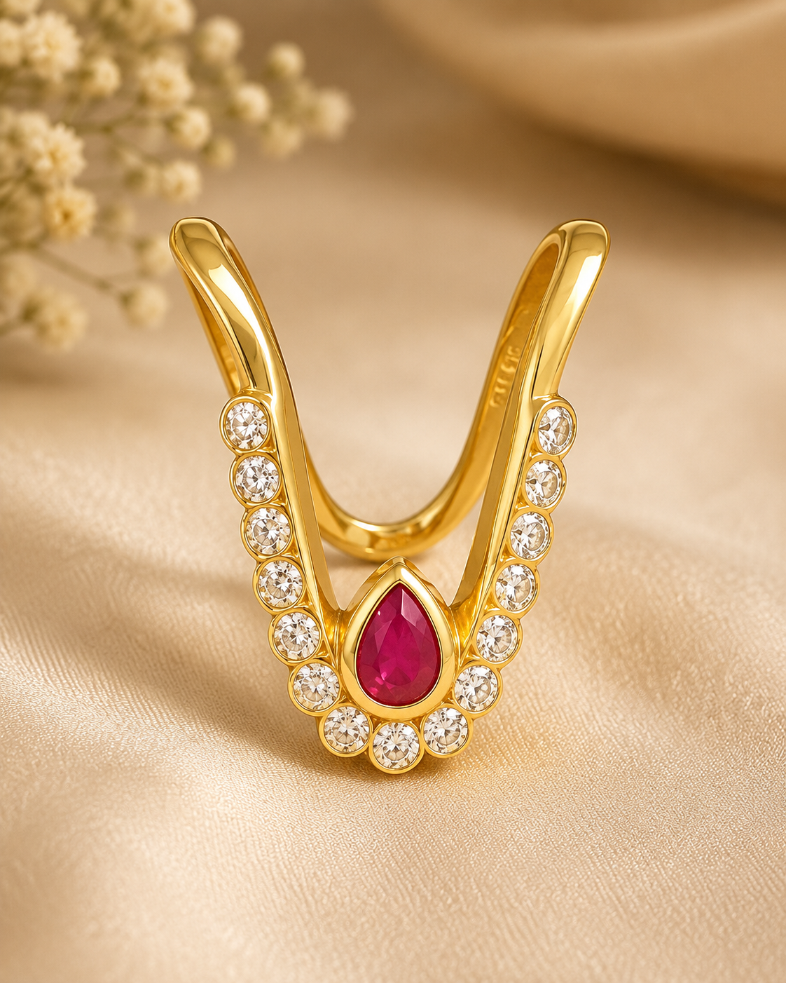 Regal Ruby Teardrop Vanki Ring